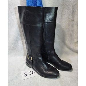 S.056- Ralph Lauren Bernadine Black Riding boots, size 8B, pre-owned